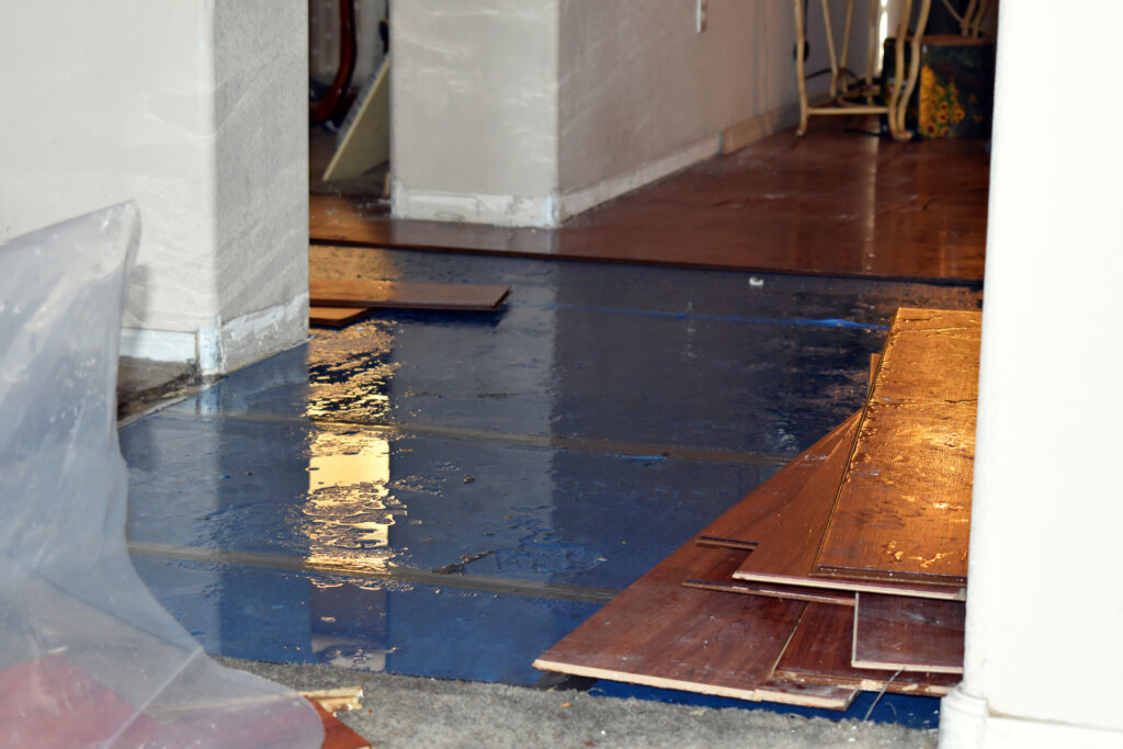 A room in the home is flooded with water